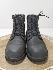 Timberland Work Boots Boys Size 6 Black Green Leather Moto Biker Combat 12907M