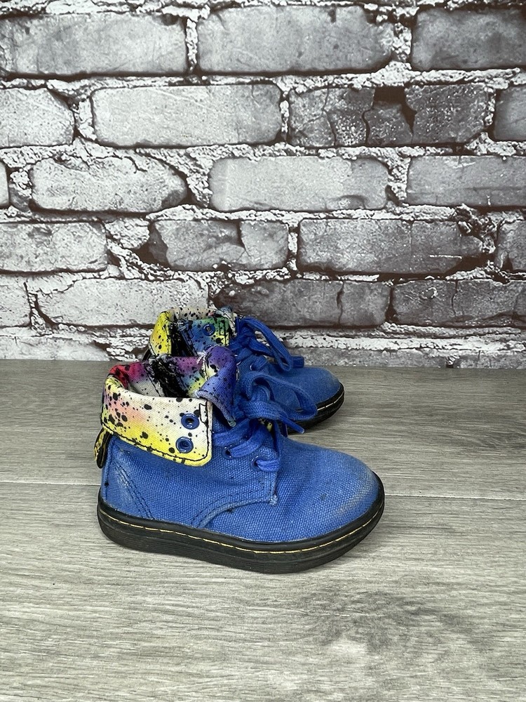 DR MARTENS BLUE CANVAS Clover Fold Down BOOTS YOUTH AIR WALK Boys 5M US/20EU