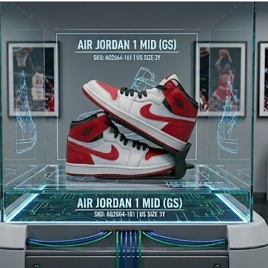 Jordan Air Jordan 1 Mid (GS) Chicago White/Gym Red-Black AQ2664-161 Size 3Y