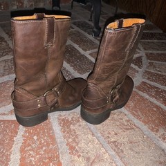 Frye Harness Leather Boots, Child 12,Brown ,Unisex ,Square Toe,Biker Or Cowboy
