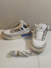 Jordan 3 Retro (PS) White Blue Kids Athletic Sneakers Size 12C Free Ship