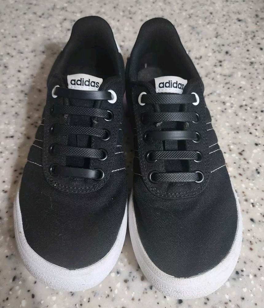 Adidas Neo Cut Black/White kids Kicks Shoes Size 2 UNISEX