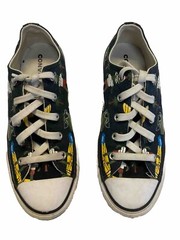 Converse Sneakers Black Graphic Print L ow Top Kids size 3 Shoes Dinosaurs