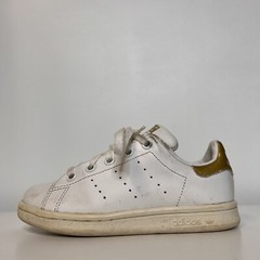 Adidas Stan Smith Gold White 011001 Low Top Lace Up Shoes Kids Youth US Size 12K