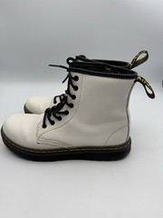 Dr Martens Zavala J White Leather Boots Youth Size 5L – 4M Lace/Zip Gum Bottom