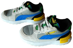 Puma Graviton Tech Sail Grey Green Blue Sneakers Kids Toddler 381989-33 Size 8C