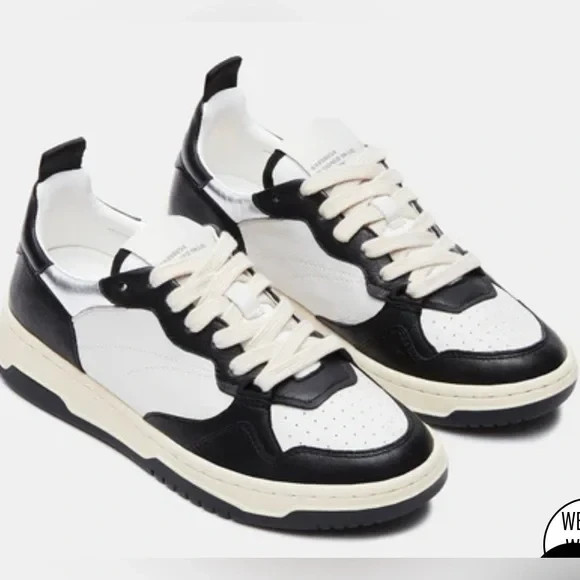 NEW Steve Madden Everlie Black White Leather Low-Top Oxford Kids Sneaker 13T