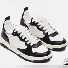 NEW Steve Madden Everlie Black White Leather Low-Top Oxford Kids Sneaker 13T