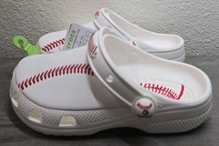 Crocs Classic Baseball Clog White Red J3 Slip On Sandal 211259-100