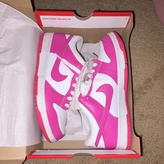 Nike Dunk Low GS Pink/White Leather Low Top Sneakers Youth US 7 FB9109-102
