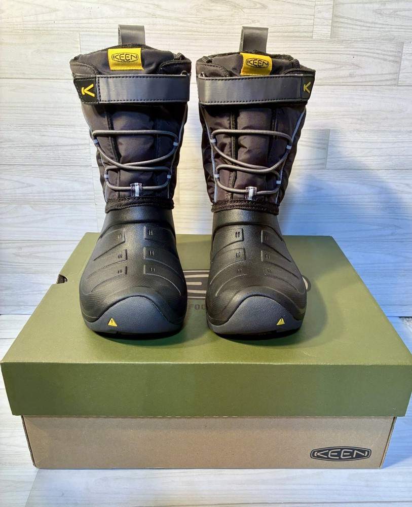 KEEN Unisex Kids Black Waterproof Mid-Calf Snow Boots Flat Heel