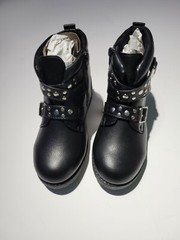 Fabkids Studded Strap Moto Boots Black Size 12 NEW