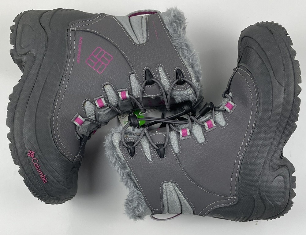 Columbia Youth Bugaboot Plus III Omni-Heat 200g Grey Pink BY1321-051 Size 1 NWOB