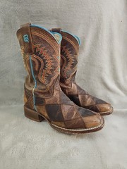 Horsepower Crazy Train Patchwork Square Toe Western Boot by Anderson Bean Y Sz 2