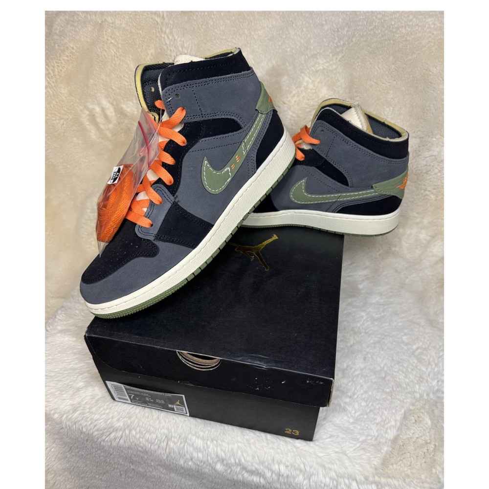 Jordan Air Jordan 1 Mid SE Craft (GS) Sneaker Kids 7Y Gray Black FD5847-003