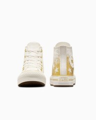 Chuck Taylor All Star EVA Lift Platform Gold Stars Kids Size 7