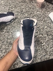 Jordan Air Jordan 13 Retro Mid Top Leather Sneakers White/Blue Kids 6.5Y