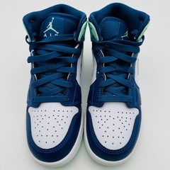 Nike Air Jordan 1 Mid (GS) Navy Mint Basketball 554725-413 Size 3.5Y = Women’s 5