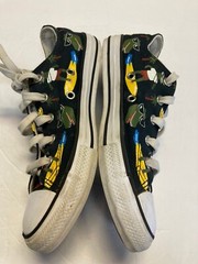 Converse Sneakers Black Graphic Print L ow Top Kids size 3 Shoes Dinosaurs