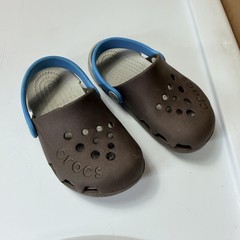 Crocs Clogs Kids Size 8 C8 Brown Blue Slip On Comfort Water Shoes Sandals