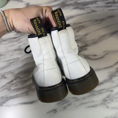 Doc Dr Martens White Lace Up Boots 1460 Size 3 Junior Youth Leather Grunge