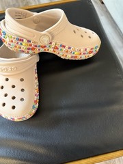 Crocs Kid’s Classic Beaded Band Clog Quartz Multicolor Beads US Sz 11 Beach Pool