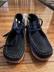 Clarks Kids Wallabee Boot Older Navy Combination Size 3 NEW