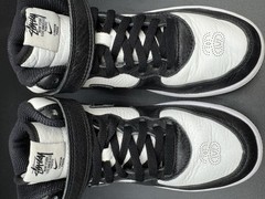 Size 1 – Stüssy x Nike Air Force 1 Mid in a black and white Kids Shoes 🐼
