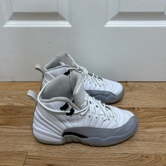 Air Jordan 12 Retro GS White Wolf Grey Black Youth 8Y Shoes Clean Pre-Owned