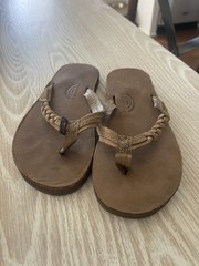 Rainbow Sandals Kids Single Layer Leather Braided Size 13/ 1 Espresso Brown Flop
