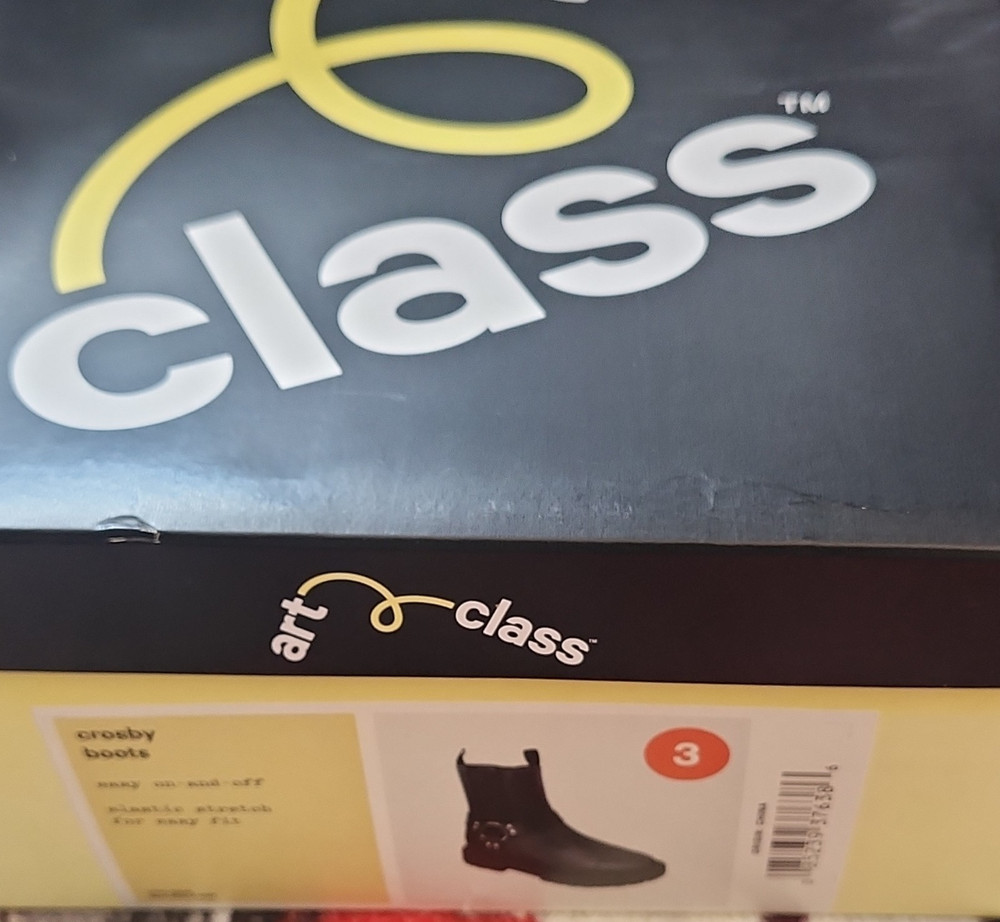 Art Class Crosby Boots Black Size 3 Unisex Kids Ankle Boot Pull On Buckle