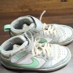 Nike High Top Sneakers White Mint Green Light Gray Athletic Shoes