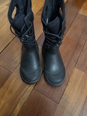 BOGS Arcata Lace Boots Youth Black Faux Fur Lining Youth Sz US 3