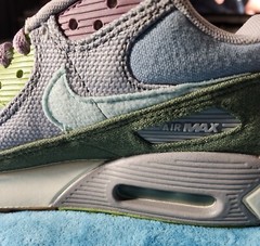 Nike Air Max 90 SE Next Nature Wolf Grey, Blue, Green, Purple. Size 6 young 8 W