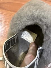 UGG Kid Fluff Yeah Slipper Sandal Elastic Backstrap Solid Gray Size US 13 EU 31