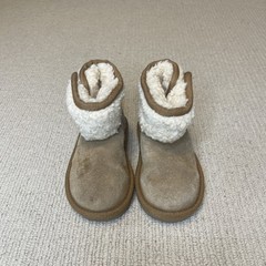 UGG Toddler 7 Jona Luxury Boot Chestnut Suede Shearling Side Snap