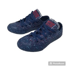 Converse Ox Splatter Junior Sz 12 Chuck Taylor Casual Sneaker Low Top Paint Blue