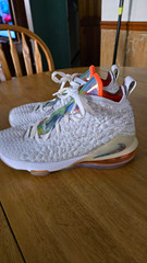 Nike LeBron 17 GS CT4136-100 White/Orange Basketball Sneakers US 7Y
