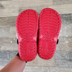 Crocs Classic Clogs Sz J1 Red Holiday Rubber Slingback Sandals Santa