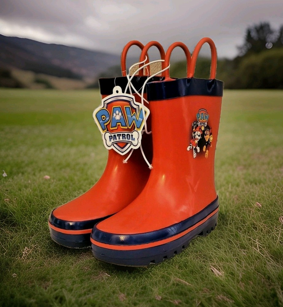 Children’s Red Rain Boots Paw Patrol Chase & Marshall Waterproof Boys Size 5 6