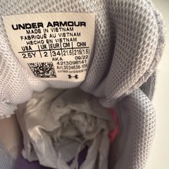 Under Armour Assert 8 Kids Athletic Sneakers Hook & Loop Mesh Gray/Pink 2.5Y