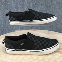 Vans Checkerboard Classic Slip On Sneaker Shoes Youth 7 Canvas Black 721356