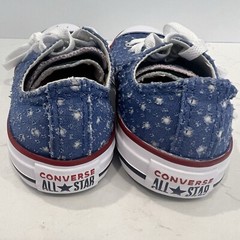 Converse All Star Chuck Taylor Low Top Double Tongue Youth Size 2 Blue with Dots