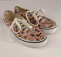 VANS x Peanuts Pink Canvas Low Top Lace-Up Sneakers Kids US 1 Pre-Owned