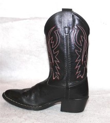 OLD WEST BLACK w/RED STITCHING LEATHER WESTERN/COWBOY BOOTS: Youth 1.5 – EUC