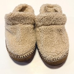 LL Bean Cozy Toddler Slipper Booties 9/10 Cream Faux Shearling Winter Outdoor