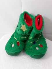 Cat & Jack Size M 2/3 Kids‘ Green Plush Christmas Tree Bootie Slippers