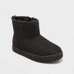 Toddler Arlo Shearling Style Boots – Cat & Jack, Black, US 9T, Zipper Closure
