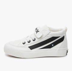Hurley, Kids Hook and Loop W/ Lace Closer, Unisex, White w/Black Stripes, 10C