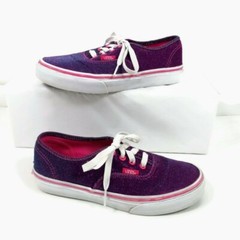 Vans Authentic Color Shift Shoes Kids 3.5 Purple/Pink/Blue Sparkly Low Top Laces